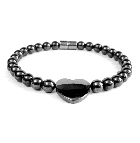 1 PC. (Magnetic) Happy Single Heart Magnetic Bracelet Hematite Bracelet For Women #MHB0041