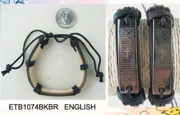 ENGLISH Lord's Prayer Leather Bracelet