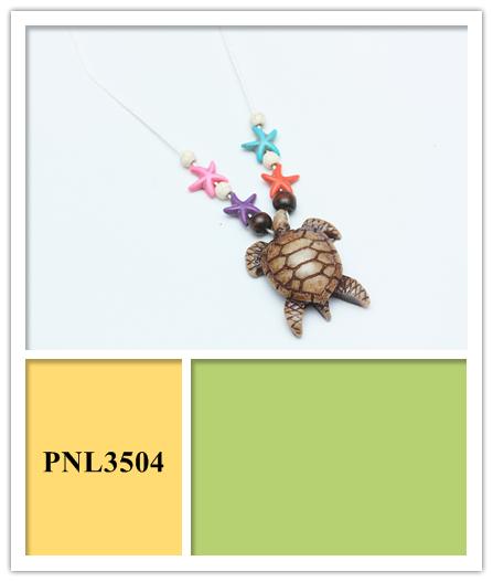 Sea Turtle Necklace with Multi Color Sea Stars