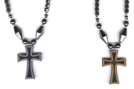 24 inch Long Cross Hematite Necklaces