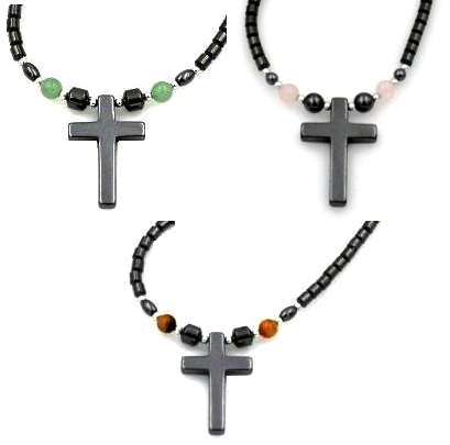 Assorted Color Beads Hematite Cross Magnetic Necklaces