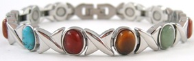 Magnetic Stainless Steel Bracelets with Semi Precious Stone