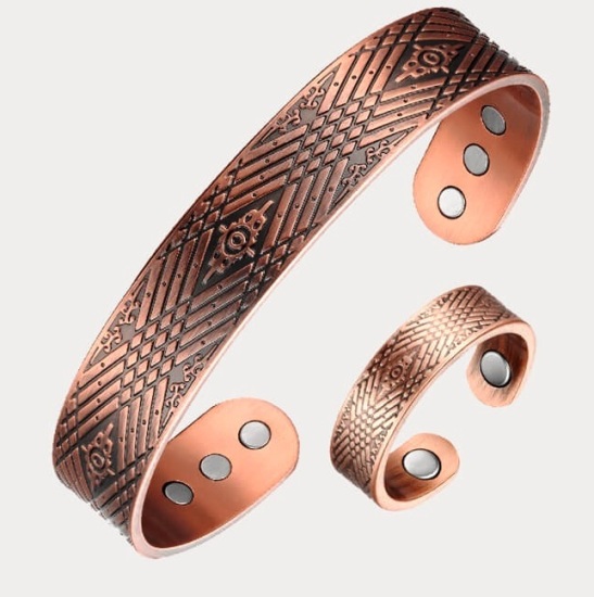 Copper Rings With Matching Copper Bangle Set