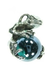 Happy Frog Pewter Pendants With Marble 