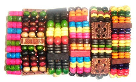 Assorted Color Wide Wood Bracelets