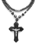 Wide Silver Cross Hematite Necklaces
