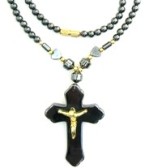 Wide Gold Color Cross Hematite Necklaces $15.00 Dozen