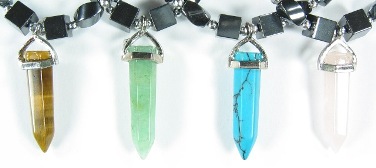 Crystal Points Hematite Necklaces