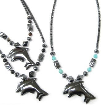 Double Dolphin Hematite Necklaces