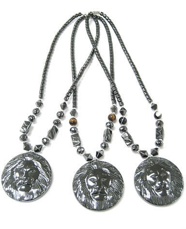 Large Lion Face Hematite Necklaces