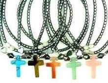 Stone Cross Hematite Necklaces With hearts