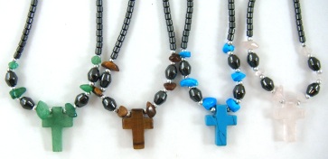 Stone Cross Hematite Necklaces