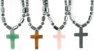 Assorted Stone Cross Hematite Necklaces