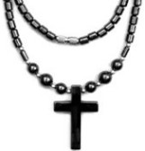 22 inch long Cross Hematite Necklaces><p>
		<b>
		<font size=