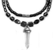 Crystal Point 24 Inch Long Hematite Necklace