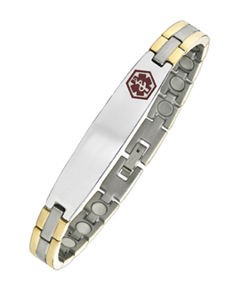 2 Tone Medical ID Surgical 316 Stainless Steel Magnetic Bracelet