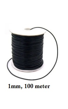 Black Linen 1mm Waxed Cord