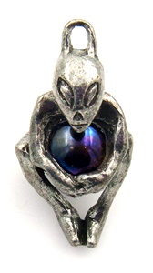 Alien With Marble  Pewter Pendants