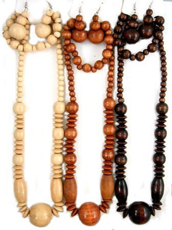 Wood Necklaces with Wood Bracelets