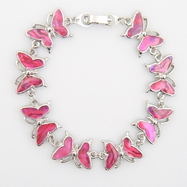 Pink Butterfly Abalone Shell Bracelets