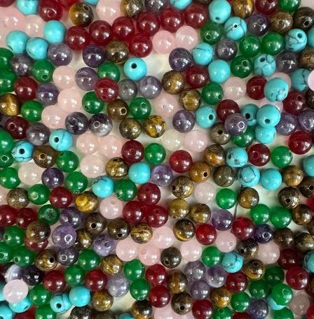 66 PC. 6mm Economy Stone Beads in Bag = (48"), Color by Choice #Beads-6-choice
