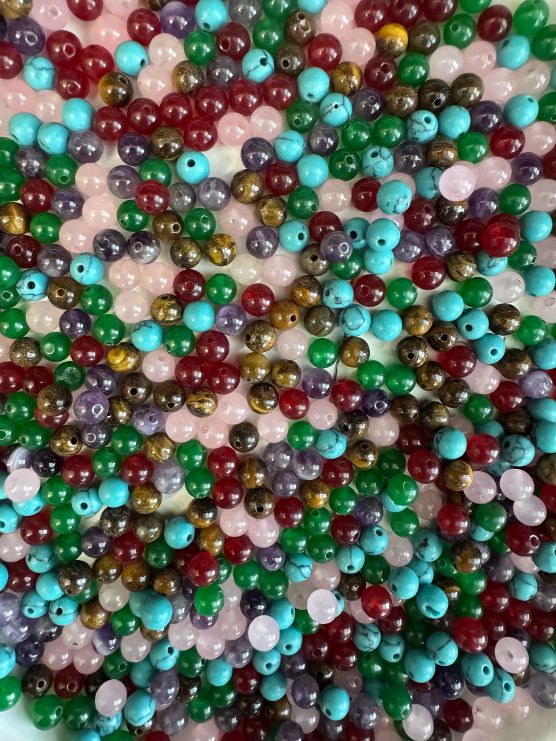 66 PC. 6mm Economy Stone Beads in Bag = (48"), Color by Choice #Beads-6-choice