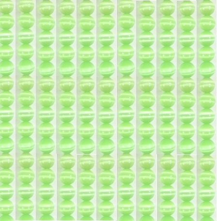 51 Beads 15" 8mm Lite Green Fiber Optic Cat's Eye Glass Beads AAA Quality #FBR8-LG