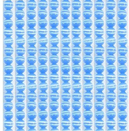 51 Beads 15" 8mm Sky Blue Fiber Optic Cat's Eye Glass Beads AAA Quality #FBR8-SKB