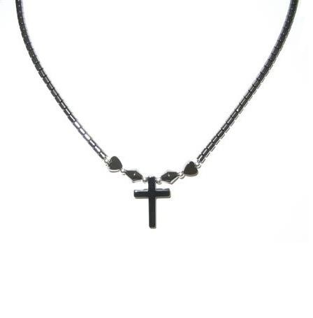 Dozen (12 PC.) Small Cross Hematite Necklace #HN-0003