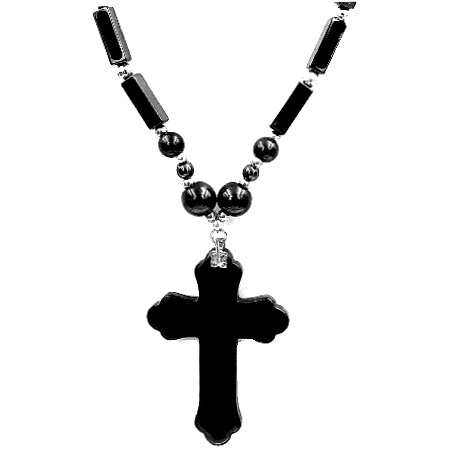 Dozen (12 PC.) Large Plain Cross Hematite Necklace #HN-0007B