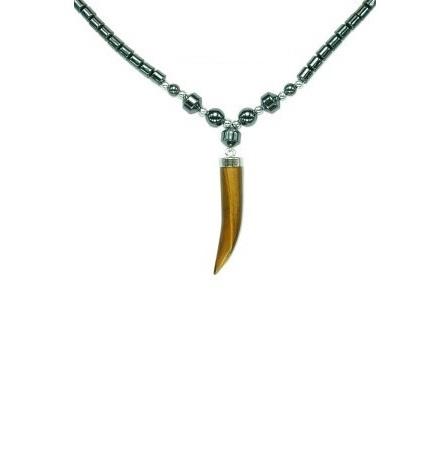 Dozen (12 PC.) Tiger Eye Horn Hematite Necklace #HN-0010