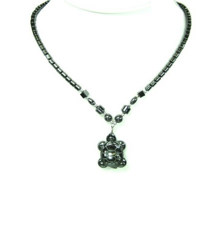 Dozen (12 PC.) All Black Medium Hematite Turtle Hematite Necklace #HN-0019