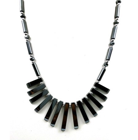 Dozen (12 PC.) Open Fan Hematite Necklace (NON-Magnetic) #HN-0033C
