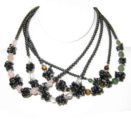 Dozen (12 PC.) Chip Stone Beads Hematite Necklaces #HN-0050