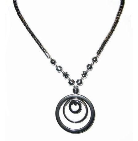 Dozen (12 PC.) 22" Three Circles Hematite Necklace (NON-Magnetic) #HN-2285