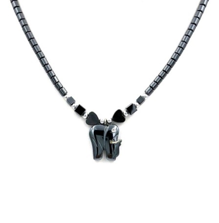 Dozen (12 PC.) Small Elephant Hematite Necklace #HN-0171