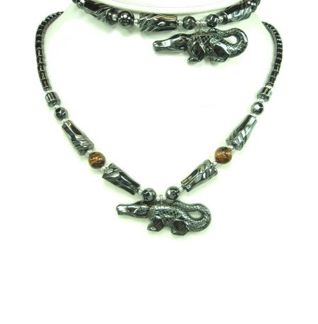 Dozen (12 PC.) Alligator Hematite Necklace  #HN-0191