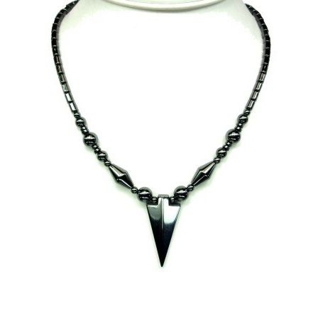Dozen (12 PC.) All Black Arrowhead Hematite Necklace (NON-Magnetic) #HN-0194