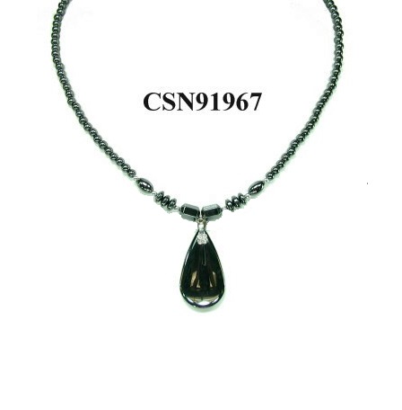 Dozen (12 PC.) Black Teardrop Hematite Necklaces #HN-0226