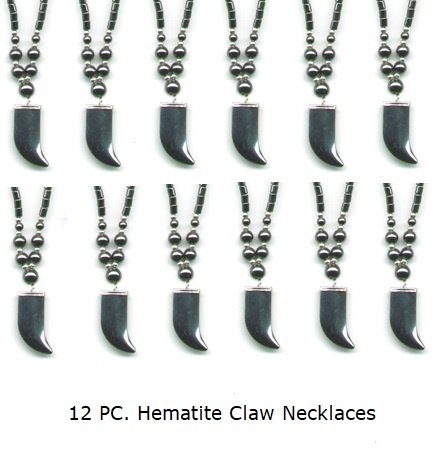 Dozen (12 PC.) All Black Hematite Claw Hematite Necklace #HN-112