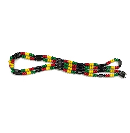 12 PC. (Dozen) Multi Color Rasta Beads Magnetic Lariats #L-25843