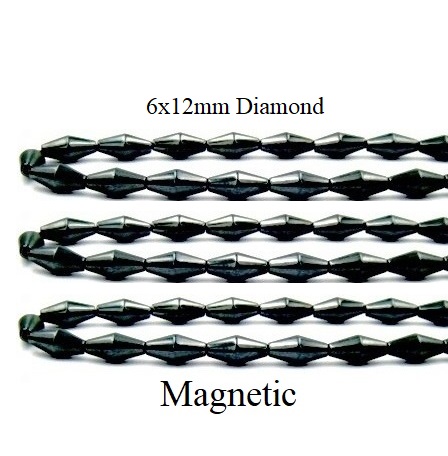10 Strands 6x12mm Diamond 16" Magnetic Beads #MB-Di6x12