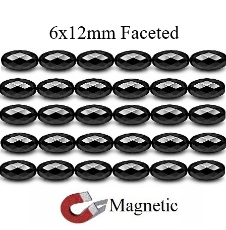 10 Strands 6x12mm Rice Faceted Magnetic Beads | Oval Shape #MB-RF6x12