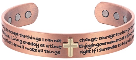 Cross Solid Copper Cuff Magnetic Bangle Bracelet #MBG001