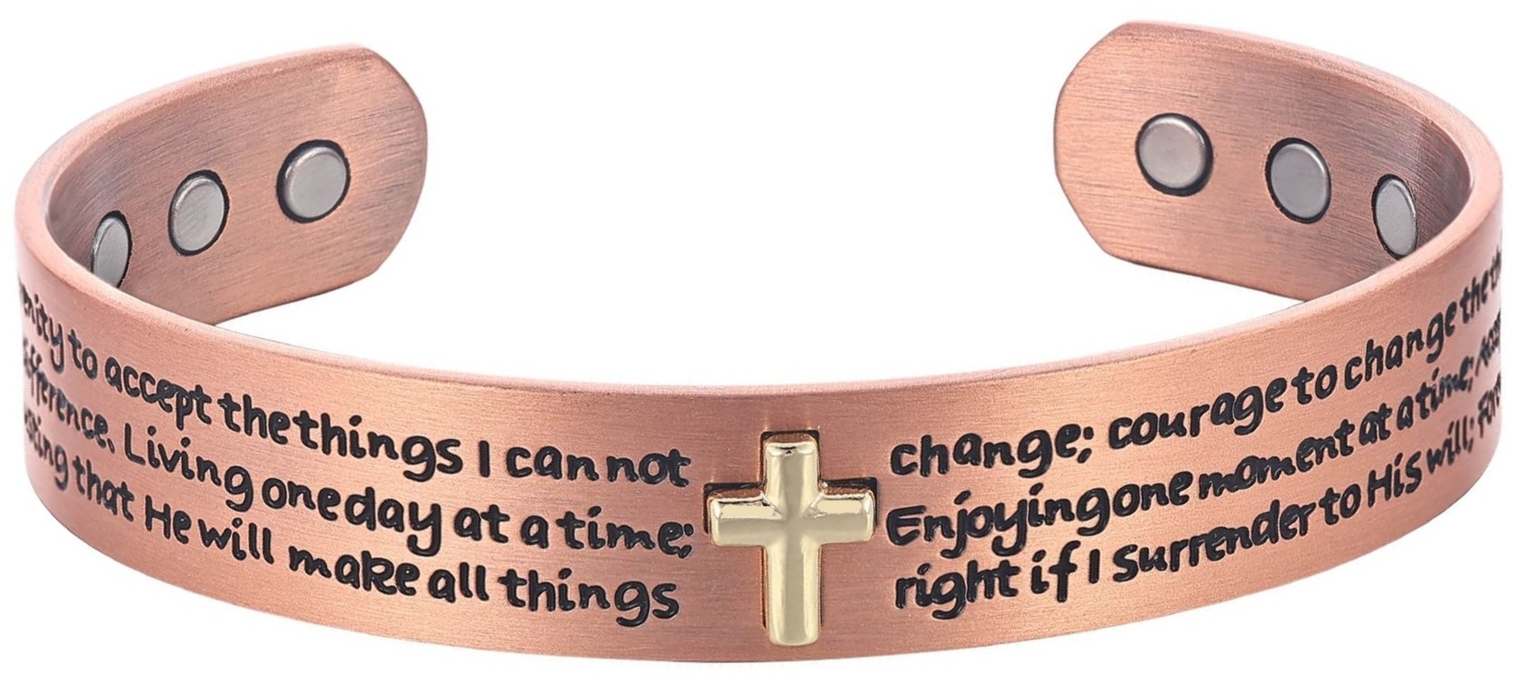 Cross Solid Copper Cuff Magnetic Bangle Bracelet #MBG001