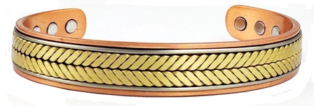 Three-Tone Copper Cuff Magnetic Therapy Bangle Bracelet #MBG007