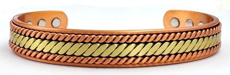 Two-Tone Copper Cuff Magnetic Therapy Bangle Bracelet #MBG007A