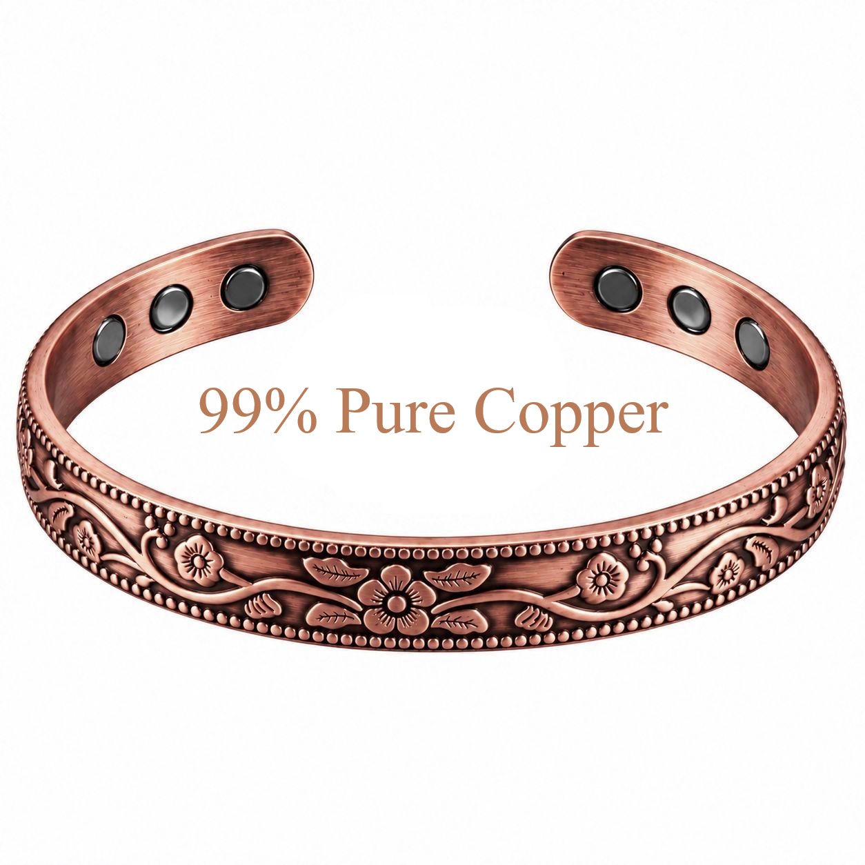 Flower 99% Pure Copper Cuff Magnetic Bangle Bracelet #MBG224