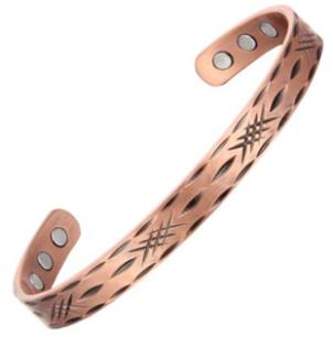 Diamond Cut Solid Copper Cuff Magnetic Bangle Bracelet #MBG241