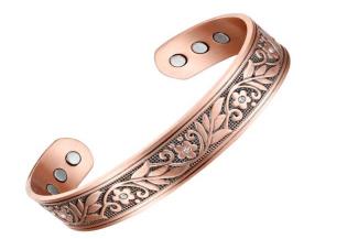 Plant and Clover Solid Copper Cuff Magnetic Therapy Bangle Bracelet #MBG6009